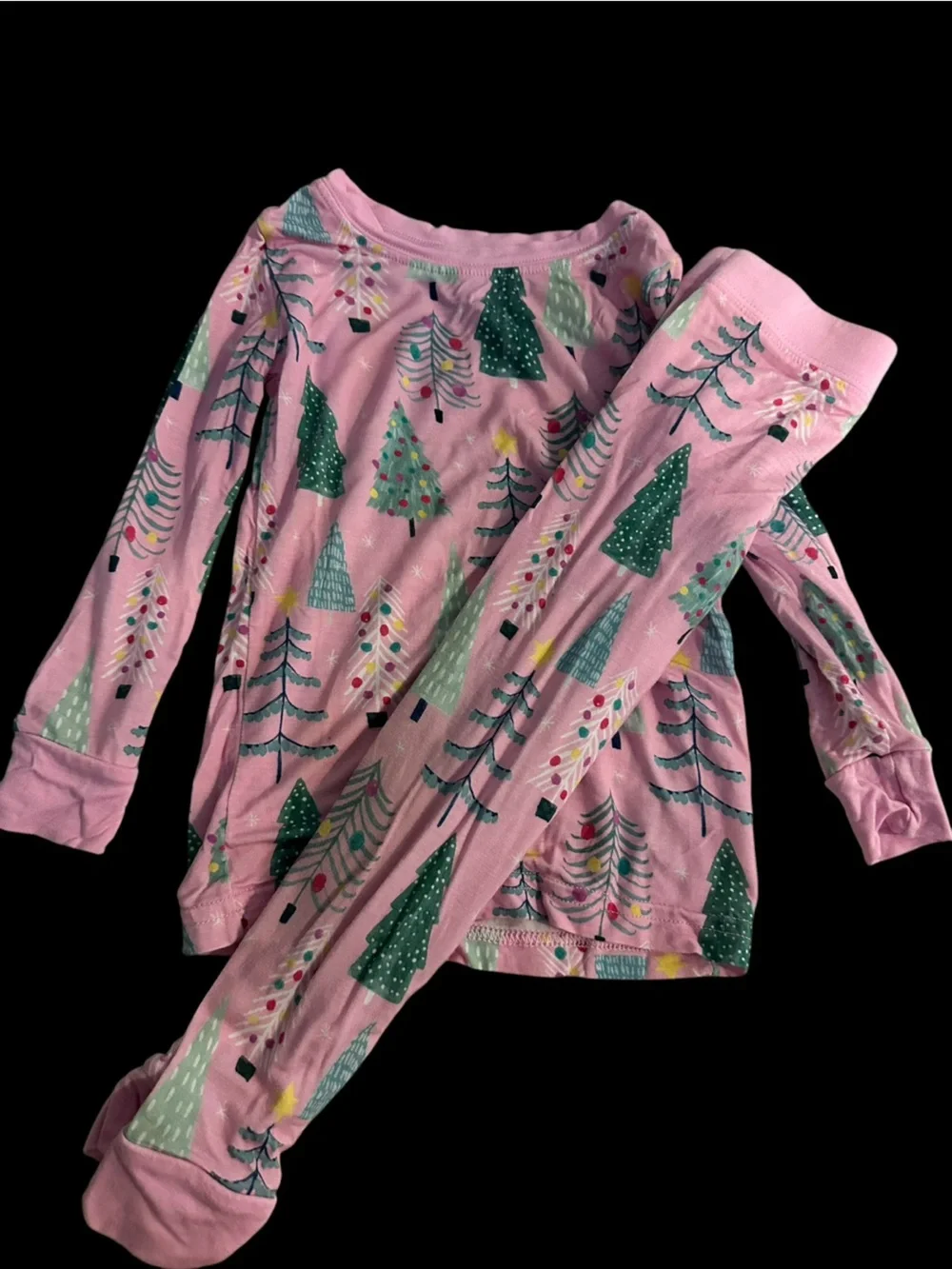 Little Sleepies Twinkling Trees Pajama Set 2-Piece Pink Christmas